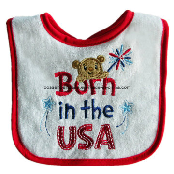 Maßgeschneiderte Cartoon -Logo bestickte Baumwolle Terry Red Customzied Werbemädchen Baby Bib